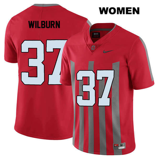 Ohio State Buckeyes Women's Trayvon Wilburn #37 Red Authentic Nike Elite College NCAA Stitched Football Jersey XE19E57QX